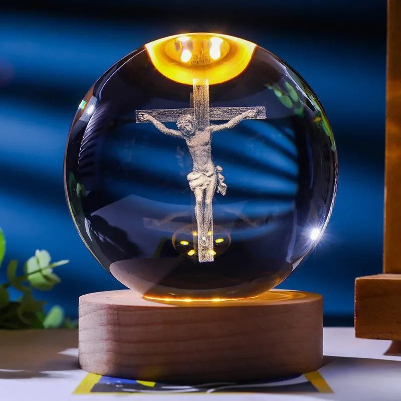 Sphère crucifixion lumineuse chrétien et catholique, parfait pour noël, la crèche la toussaint et paque 