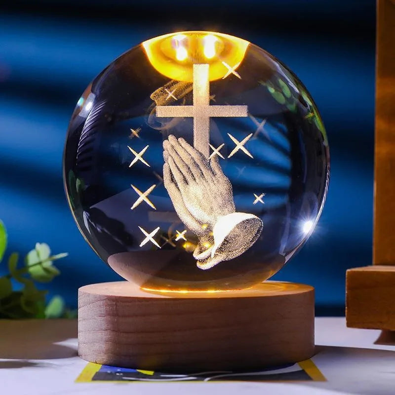 Sphère prière lumineuse chrétien et catholique, parfait pour noël, la crèche la toussaint et paque 